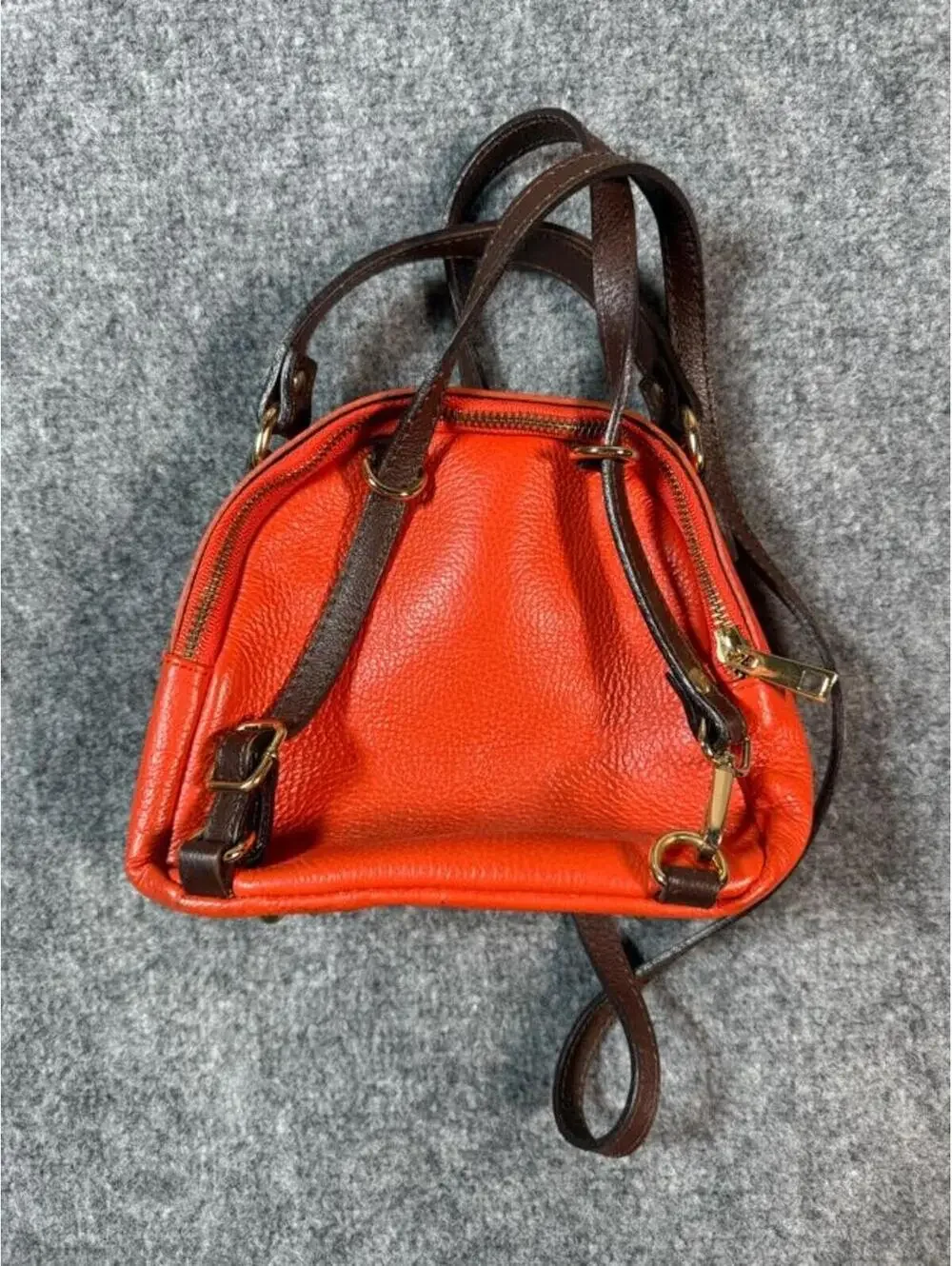 Divina Firenze Genuine Leather Orange Mini Backpack